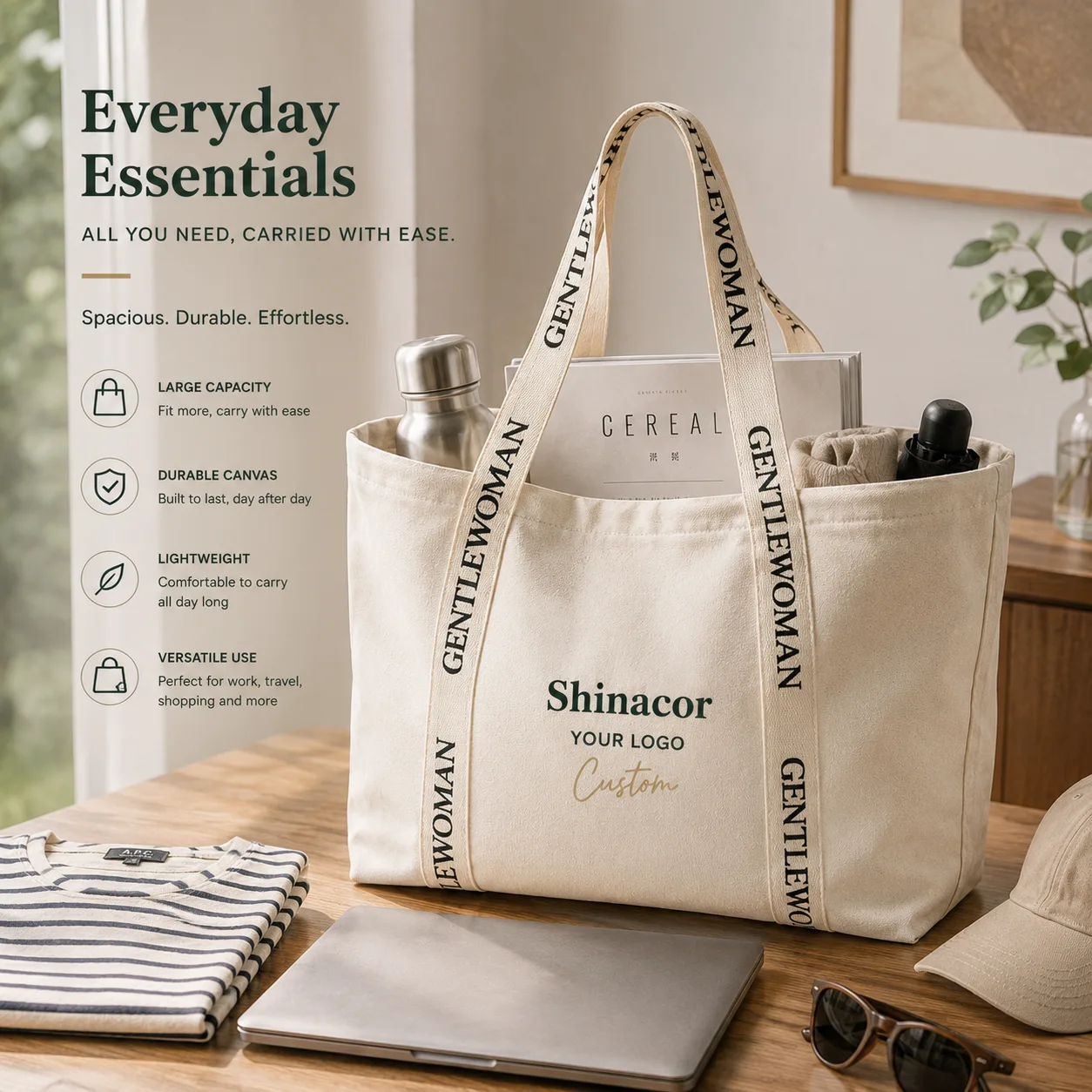 Custom Logo Color Oversized Cotton Canvas Tote Bags Reusable Durable Weekender Giant Large Grocery Shopping Sporty Yoga